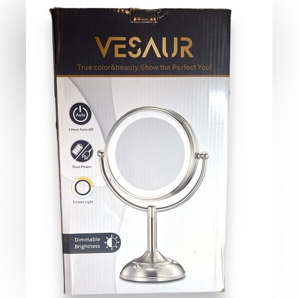 Vesaur Silver 10" Round Dimmable Brightness Professional Lighted Mirror READ - Picture 3 of 8